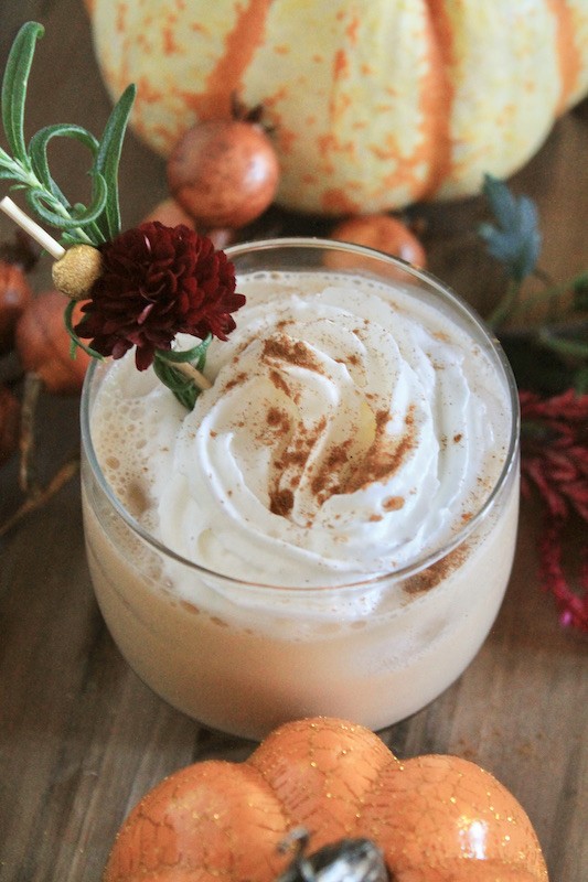 easy egg nog cocktail with pumpkin spice flavor coffee and bourbon