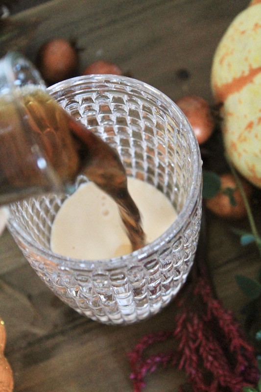 pour coffee and bourbon