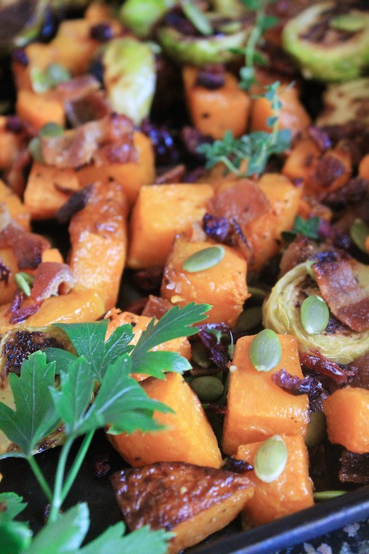 roasted brussels sprouts and butternut squash