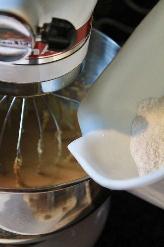 combine wet ingredients with dry ingredients to make your pumpkin donut batter