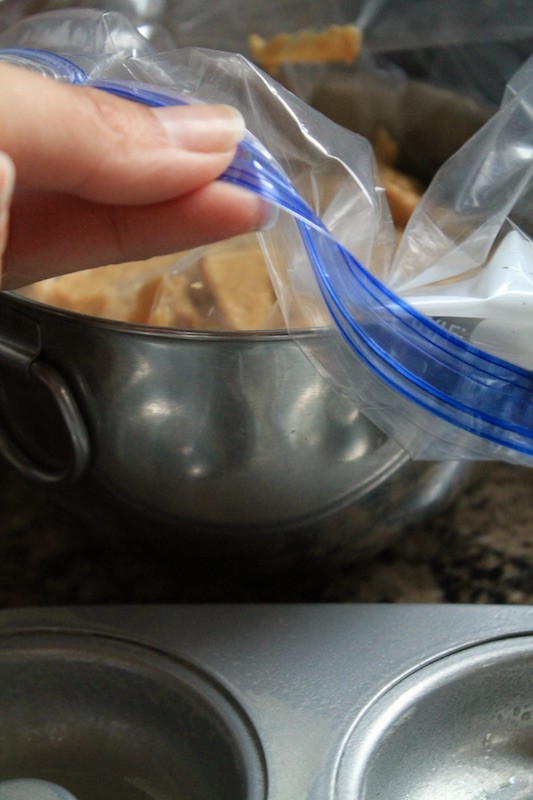 scrape batter into a bag