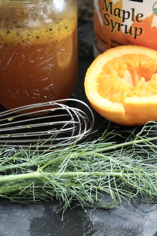 make a citrus orange maple drizzle for the roasted vegetables