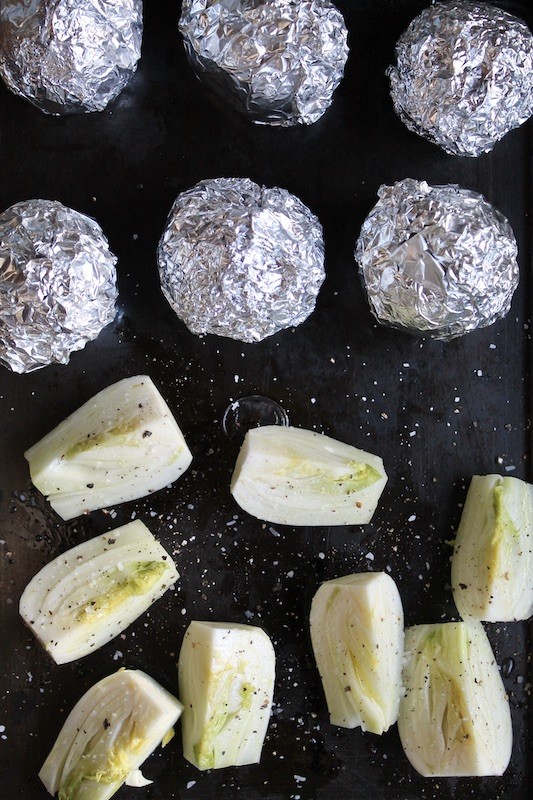 quarter the fennel bulbs and roast with beets in foil in the oven