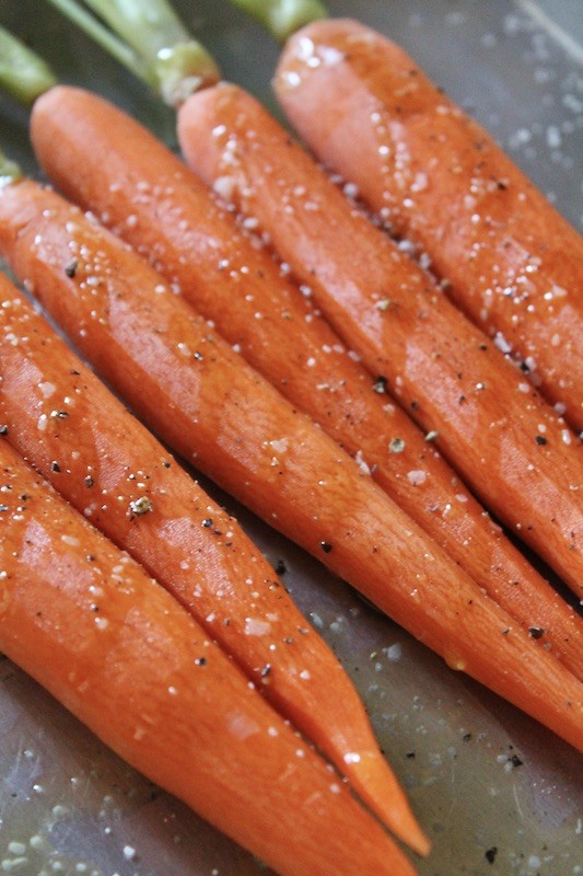 drizzle olive oil salt and pepper on the carrots