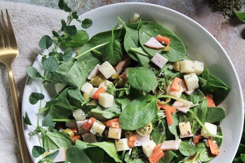 easy power greens balsamic dressing salad