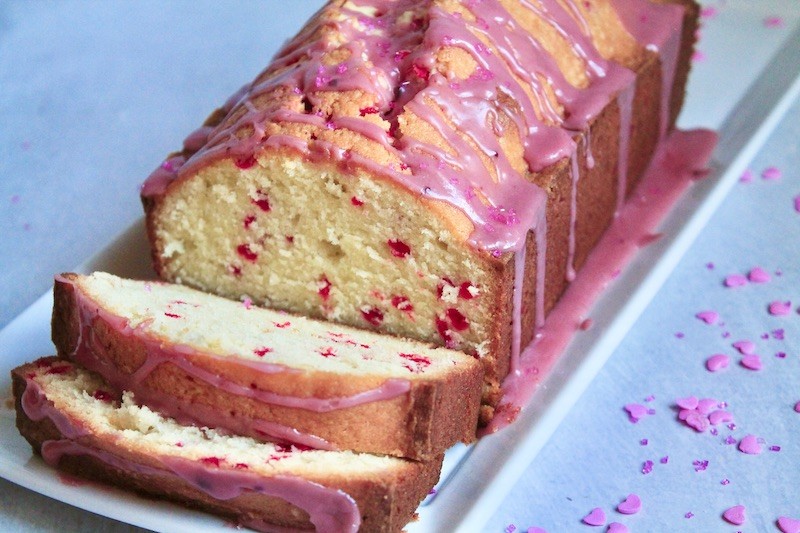 Sprinkle Kiss Valentine Glazed Pound Cake