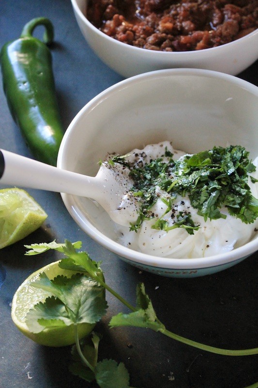 simple lime crema for your chili
