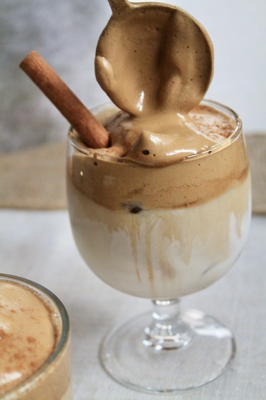 easy spiced whipped coffee with milk