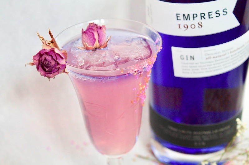 sparkling valentines day empress gin cocktail