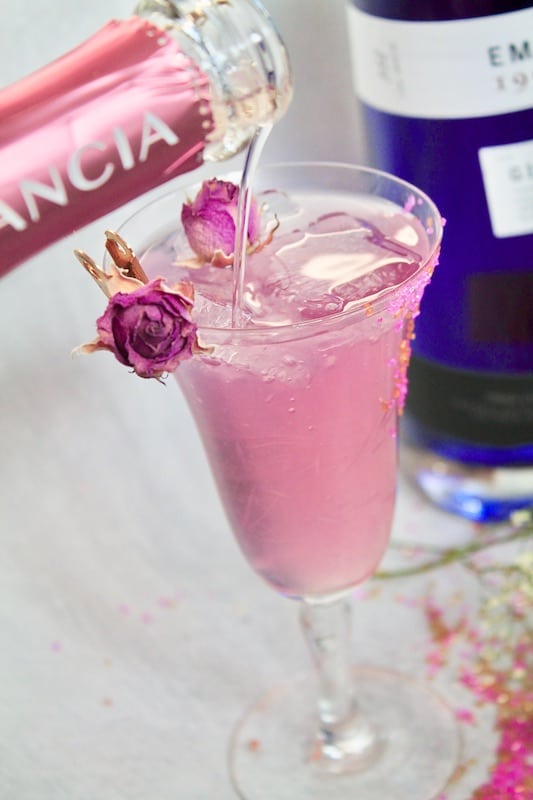 easy pink sparkling valentines day cocktail