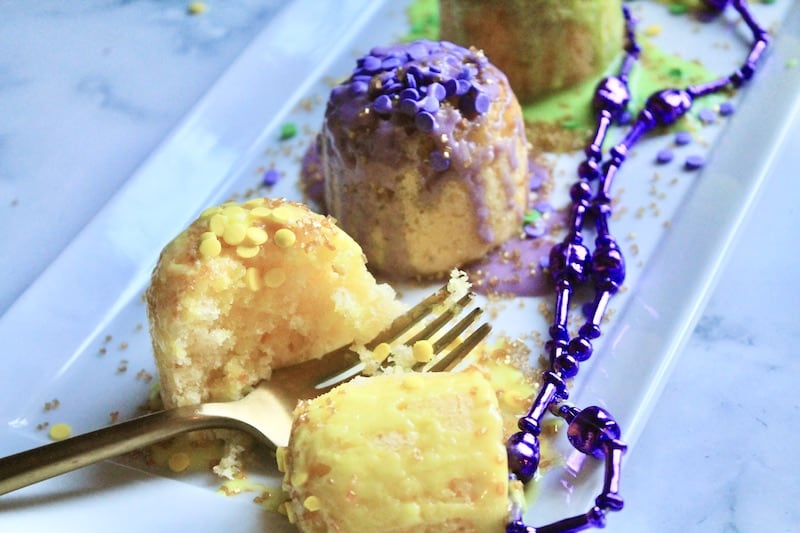 Quick Lemony Mardi Gras Mini Cakes