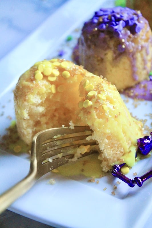 Quick Lemony Mardi Gras Mini Cakes