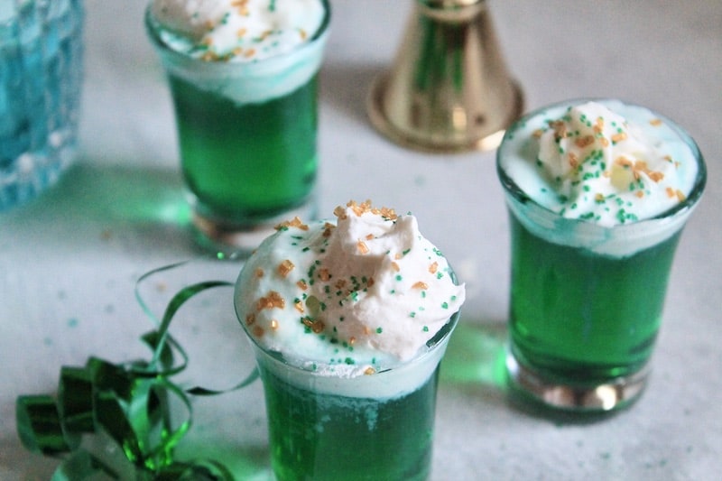 easy green Irish whiskey shots st patricks day