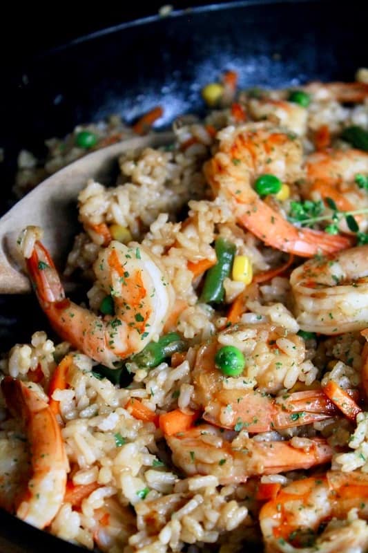 shrimp fried rice with vegetables