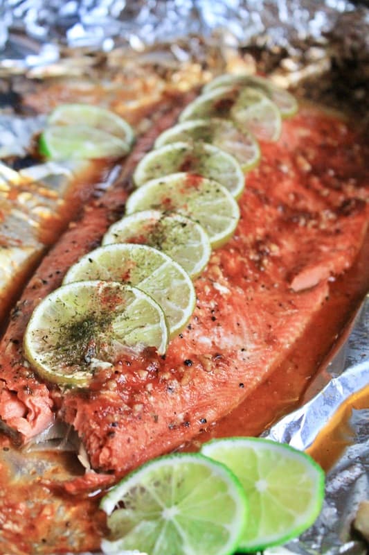 delicious oven baked Limey Chili Wild Red Salmon