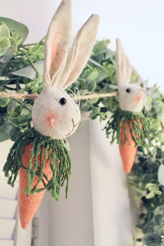 green garland easter bunny mantel