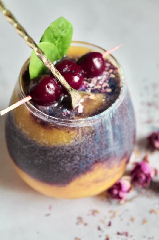 Butterfly Pea Flower Smoothie with fruit