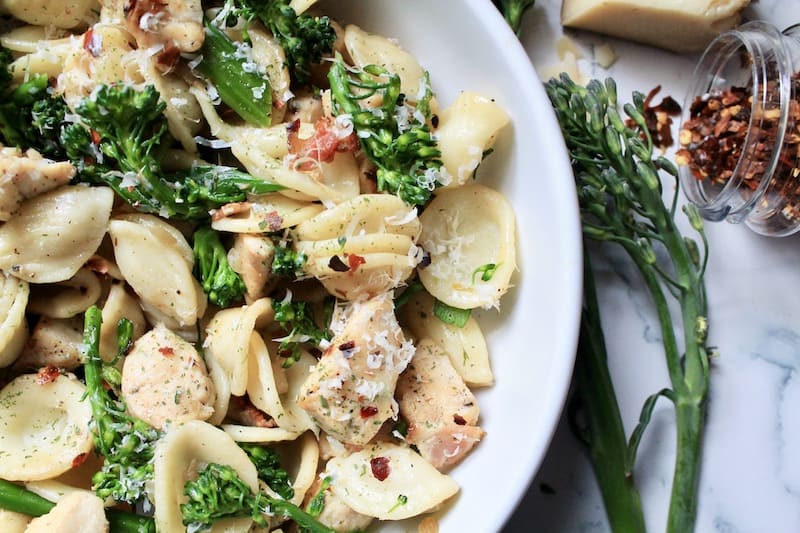 easy bacon broccoli chicken orecchiette pasta