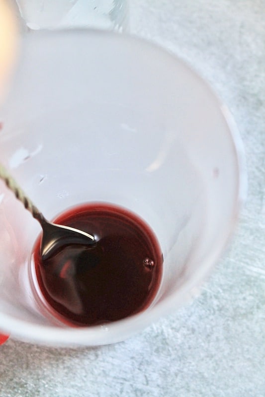 mix together simple syrup and wine