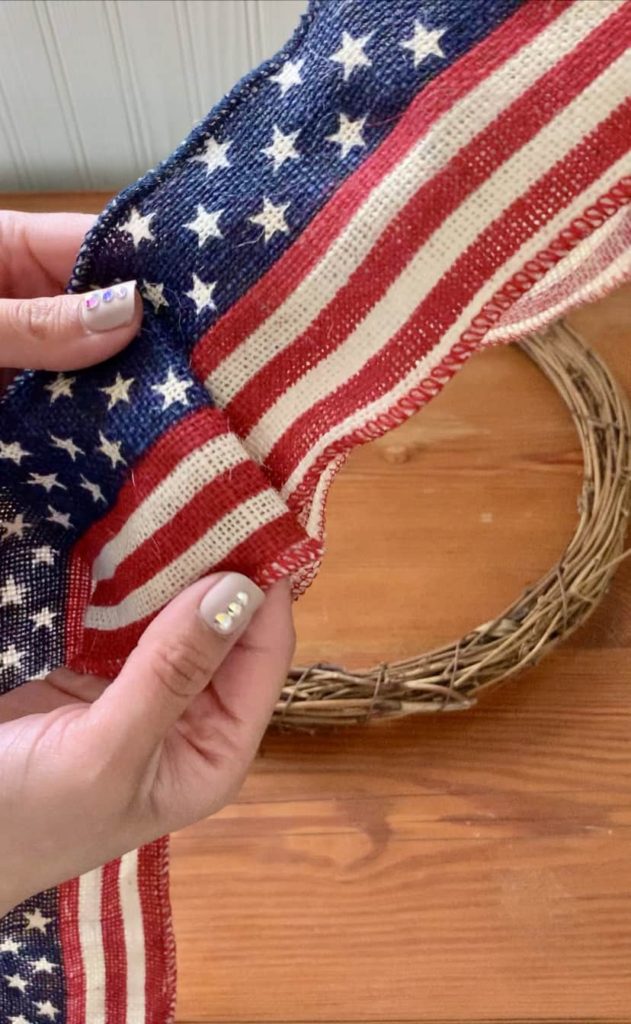 american flag burlap ribbon wreath