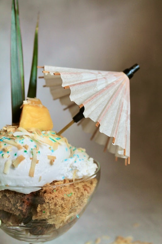 tropical banana bread with rum soaked pineapple