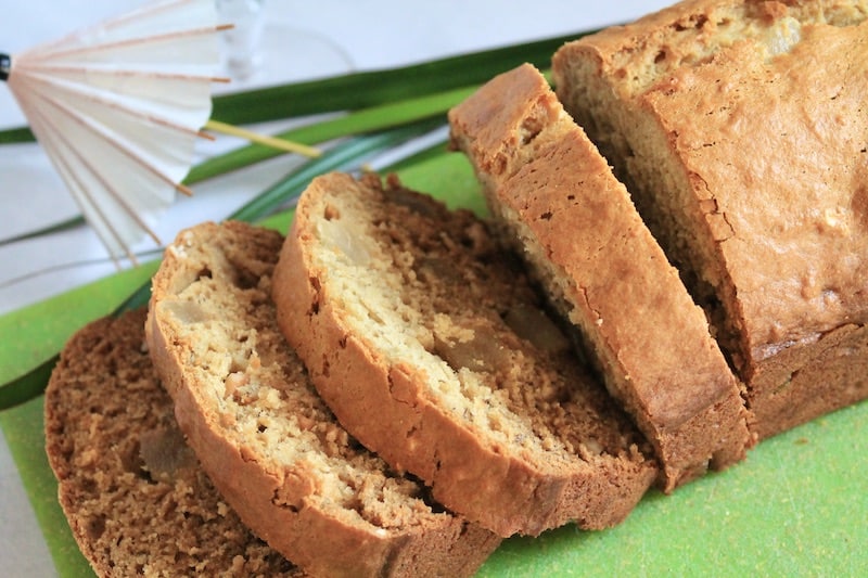 healthy pineapple banana bread with rum