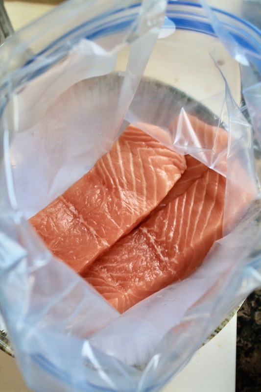 marinade the salmon fillets for grilling