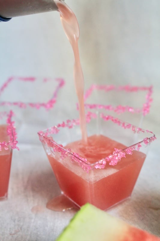 shake and strain into shot glasses