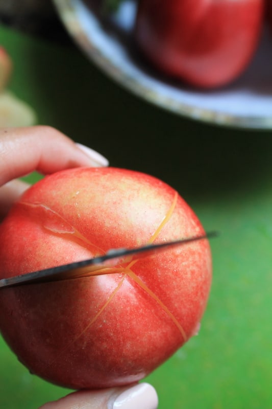 slice fresh nectarines for summer fruit tart recipe