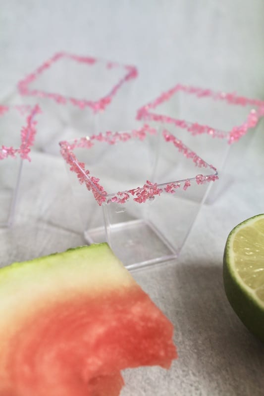 pink sugar watermelon vodka shots