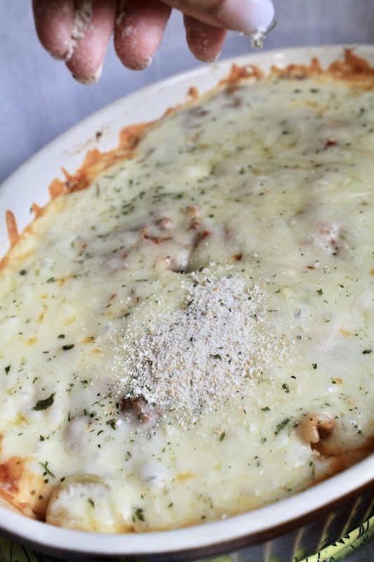sprinkle on parmesan crumb topping