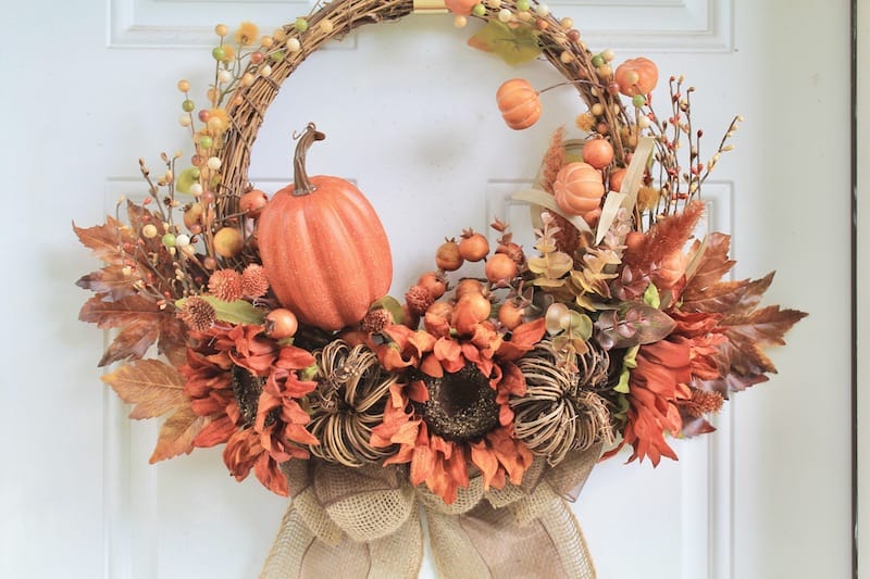 fall or thanksgiving wreath for the front door