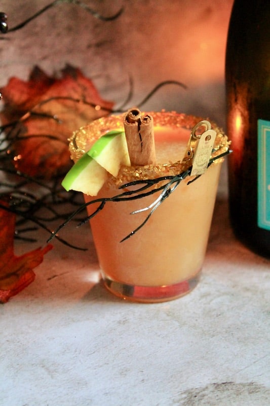 easy spiced prosecco halloween whiskey drink with fireball