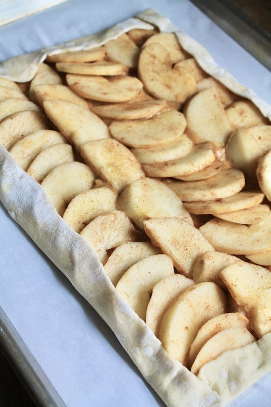 seal edges of the puff pastry tart all around