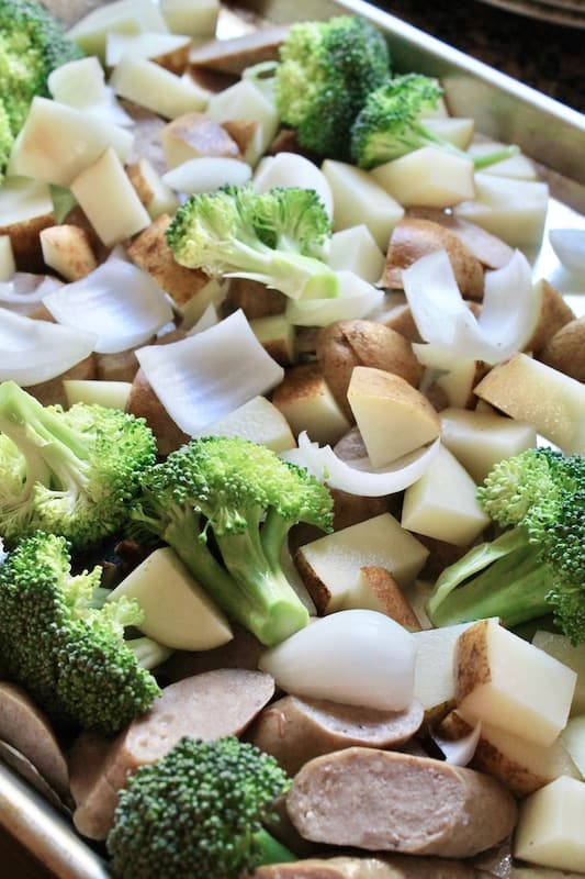apple and chicken sausage sheet pan dinner