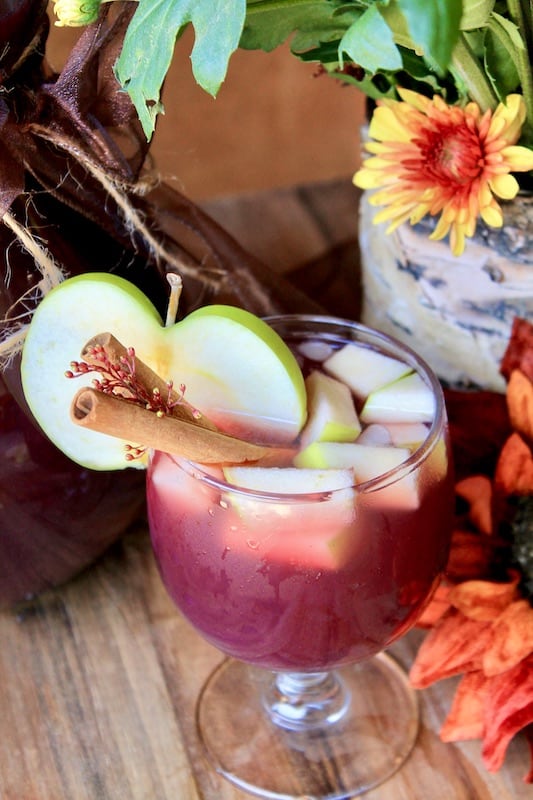festive holiday apple cider sangria with fireball cinnamon whiskey