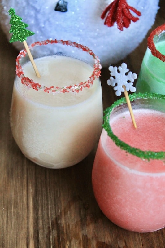 pina coladas in festive christmas colors