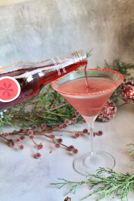 top with pomegranate sparkling juice