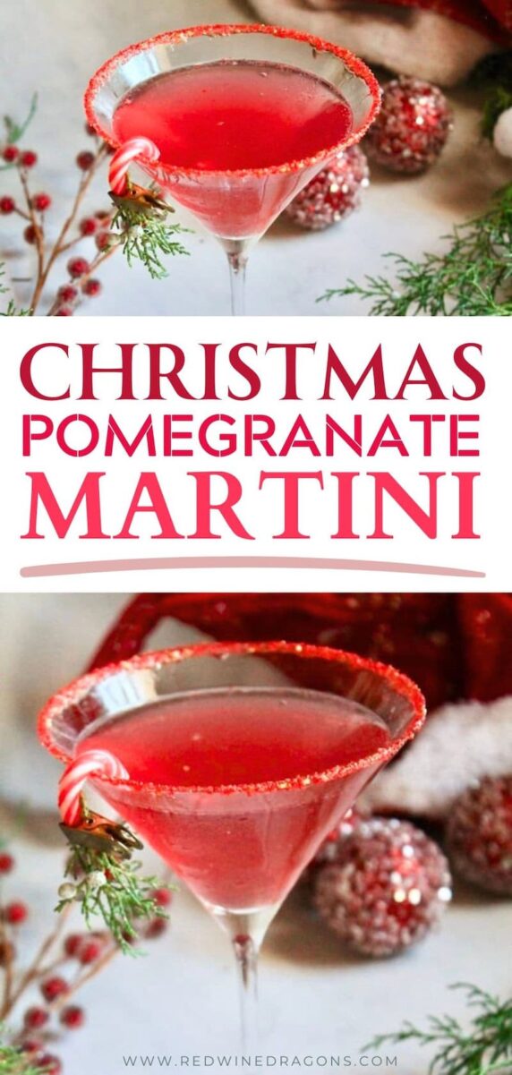 christmas vodka martini cocktail with pomegranate