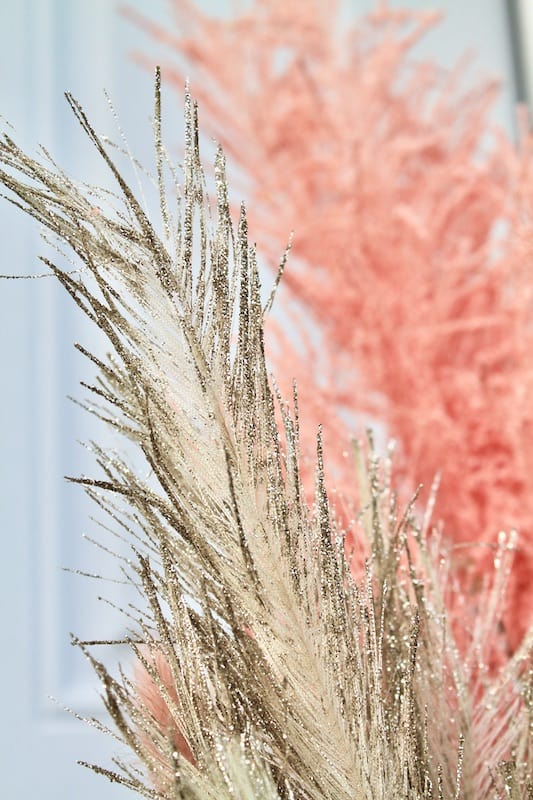 golden glittery feathery pampas grass for a centerpiece