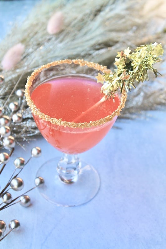 pink champagne cocktail with vodka