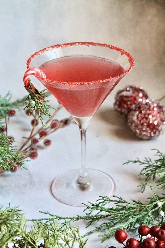 garnish with a candy cane and serve cold