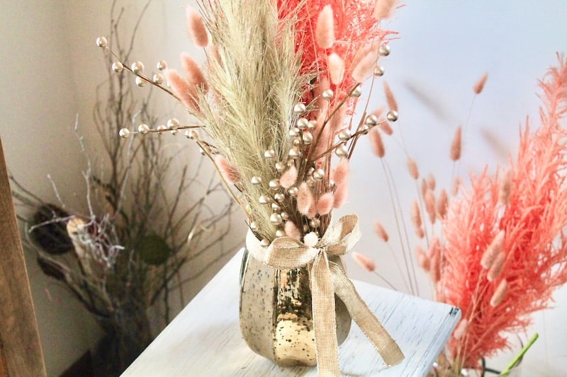 gold and rose gold new years eve flower centerpiece