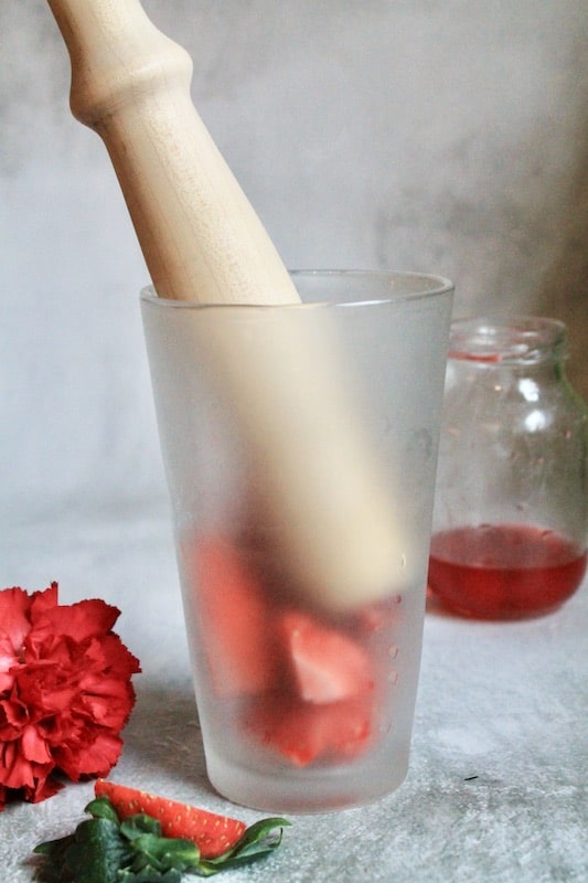 muddle fresh strawberries