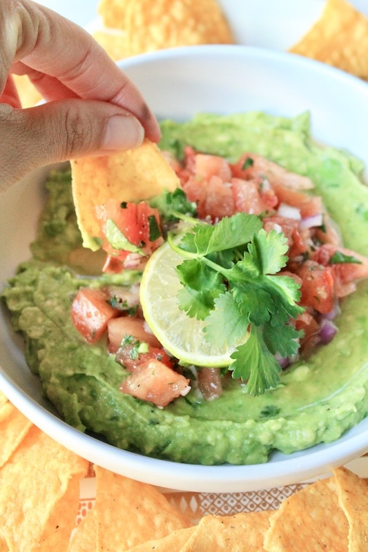 guacamole and salsa dip appetizer
