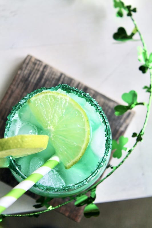 enjoy your bright green irish margarita as a st patricks day margarita cocktail!