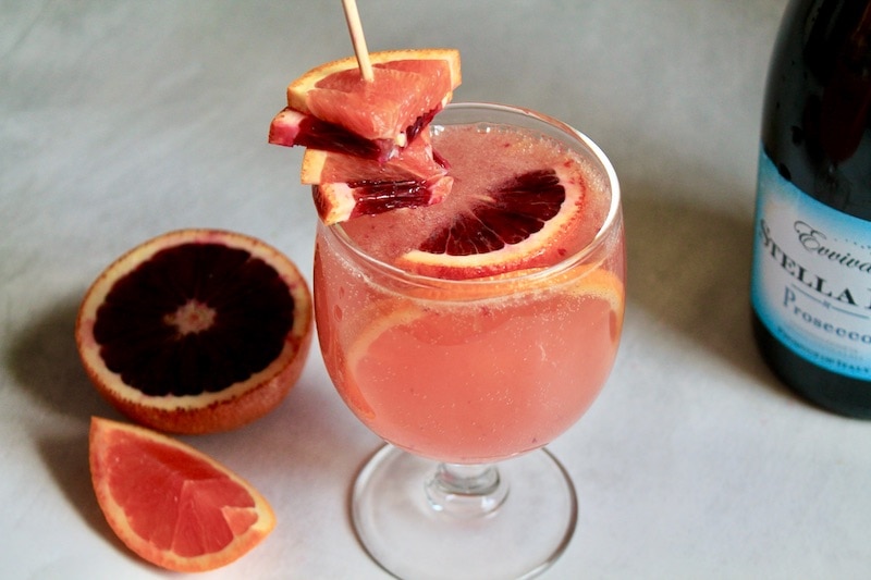 prosecco blood orange cocktail with vodka