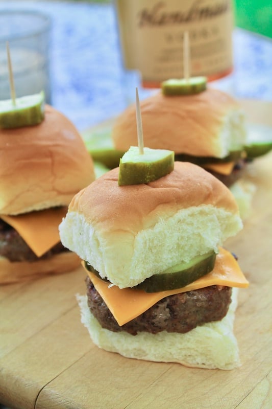 dill pickle cheeseburger sliders grilled