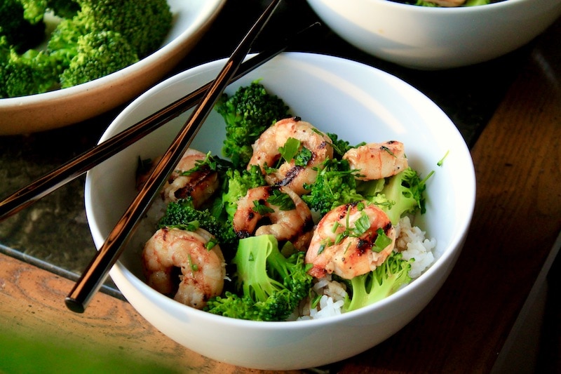 toss shrimp in Worcestershire sauce, olive oil plus dry spices salt and pepper