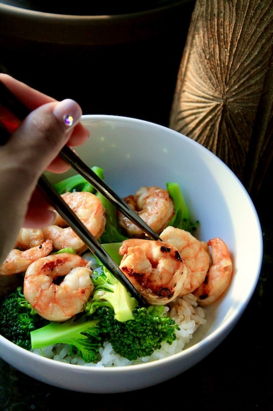 place shrimp pieces on skewers for grilling